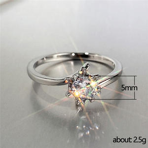 Anello F1223 in Argento con Diamante Taglio Brillante Rotondo Colore G Naturale Anello di Fidanzamento Classico da Donna - Product Image 5