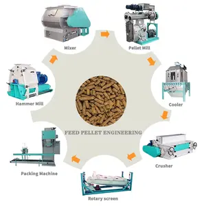Conjunto completo de moagem da máquina de processamento de alimentação, mistura, pelletagem e processo de embalagem