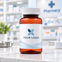 Bouteille en plastique PET ambré durable de 250 ml, flacon pour capsules, logo personnalisé, conteneur scellé pour médicaments, emballage pour compléments alimentaires