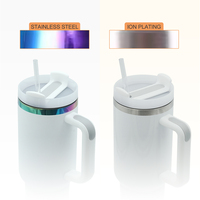 Vaso Térmico de Acero Inoxidable de 40oz con Asa, para Sublimación, Diseño de Arcoíris, con Pajita para Camping