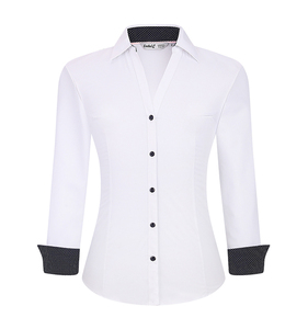 OEM/ODM Camisas De Mujer autunno e inverno Casual a <span class=keywords><strong>maniche</strong></span> <span class=keywords><strong>lunghe</strong></span> Business tinta unita abiti da lavoro camicia da <span class=keywords><strong>donna</strong></span> in fibra di bambù - Product Image 4