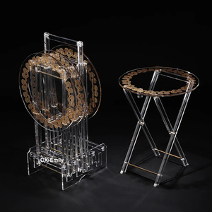 Juego de mesa de té al por mayor de estilo árabe de Oriente Medio mesa de bandeja plegable de acrílico transparente con impresión - Product Image 2