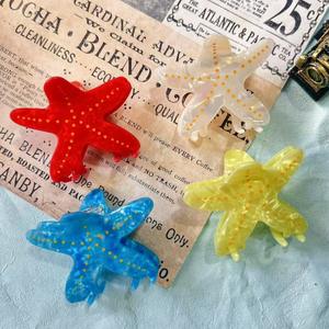 Nueva Pinza de Pelo con Forma de Estrella de Mar, Brillante y Colorida, de Acrílico, Resina y Metal, Accesorios para el Cabello para Mujer - Product Image 2