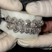 Grillz Dentaire Personnalisé en Argent 925 Moissanite Style Hip Hop Sertis de Diamants, Motif Nid d'Abeille, Bijoux de Corps de Haute Joaillerie