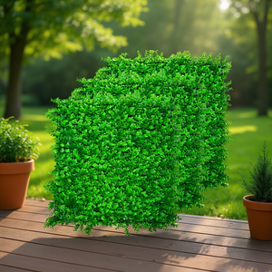 Paneles de Madera de Boj de 20x20 Pulgadas, Pantalla de Privacidad para Interiores y Exteriores, Decoración de Jardín, Fondo de Pared Verde, Estilo Moderno - Product Image 2