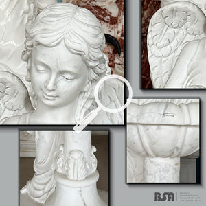 Lavabo personnalisé de statue en marbre d'ange, lavabo en marbre de sculpture en pierre d'ange de jardin pour la décoration de cour de jardin - Product Image 2