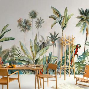 Giấy dán tường trang trí hoa nhiệt đới bằng vải lanh, họa tiết gỗ 3D, cách âm, chống thấm, dùng cho phòng ngủ và phòng khách - Product Image 5