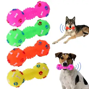 Jouets colorés à mâcher en PVC pour chien et chat, mini jouets pour animaux domestiques, son de chiot, points à pois, jouet amusant à mâcher