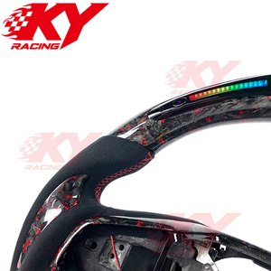 พวงมาลัยรถแข่งสไตล์คาร์บอนไฟเบอร์หนังกลับแบบกำหนดเอง สำหรับ Honda Civic รุ่นที่ 10 Type R Si Coupe ปี 2016-2020 พร้อมไฟ LED - Product Image 2