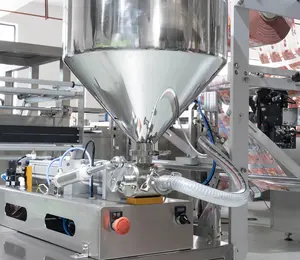 Full Automatic Fruit Juice Strip Plastic Bag Sealing Packing Water Pouch Filling Labeling Forming Packing Machine For Liquid