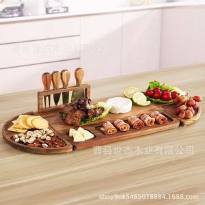 Shijie Wooden Compartment <b>Tray</b> Solid Wood Multifunctional Serving Plate For <b>Snacks</b> Fruits Food Display - Product Image 3