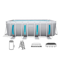 Piscine hors sol rectangulaire Intex 26770 Prism Frame Clearview avec pompe filtrante 2006 L/h, échelle, base et couverture 8418 L