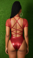 Kostum Monokini Seksi Satu Potong Model Tali Mengkilap Berlubang untuk Karnaval Jouvert Monday, Label Pribadi Kustom, Grosir