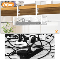 Caja organizadora de cables para debajo del escritorio, sin necesidad de taladrar, organizador de cables metálico, bandeja organizadora de cables para escritorio con abrazadera
