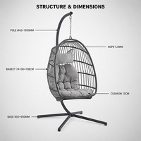 Fauteuil suspendu pliant d'extérieur en forme de cage à oiseaux, hamac balançoire, transfrontalier, portable, en plastique, moderne et minimaliste