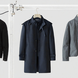 Trench-coat pour homme imperméable, réversible, respirant, écologique, 100% polyester, séchage rapide |   Manteau long décontracté pour homme, automne - Product Image 3