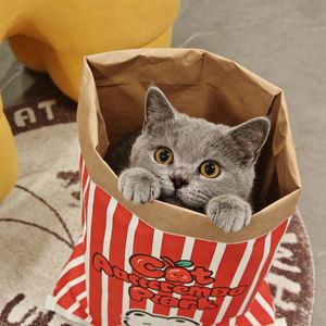 Túnel de Juego para Gatos, Cueva para Gatos Scottish Fold, British Shorthair, Ragdoll, Birman, Casa de Juegos con Rayas Rojas y Blancas - Product Image 1