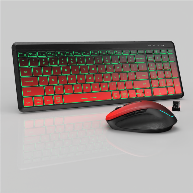 RGB Backlit Silent USB Wireless Keyboard Mouse Combo 2.4G Dual Mode Ultra Thin Programmable Rechargeable Desktop/Laptop Set