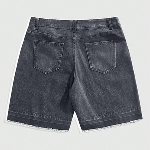 Geometrisch patroon Mid-taille geweven jeansshorts Heren Streetwear Distressed Denim Raw Hem Design Cartoon Print Zomerjeans - Product Image 3