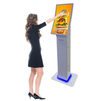 Kiosque de commande en libre-service incurvé Android 11 12 13 avec lecteur de code QR et imprimante de reçus pour les magasins de détail