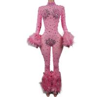 Plumes scintillantes strass Transparent body carnaval fête Performance Costume femmes strip-teaseuse tenues danse exotique combinaison