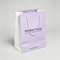 Sacs en papier biodégradables personnalisés avec logo en relief imprimé, sacs en papier kraft violet recyclables avec poignée