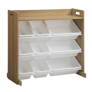 Portatile <span class=keywords><strong>montessori</strong></span> baby children room 9 plastic bin storage cabinet tubo di metallo legno giocattoli per bambini organizer shelf - Product Image 6