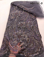 Tissu en dentelle d'organza africain avec de magnifiques broderies, paillettes nigérianes pour robes de mariée, dentelles Gittle fabriquées à la main au Nigeria