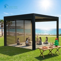 Pergola extérieure Sweet Home en aluminium imperméable avec toit rétractable motorisé à lames orientables, protection UV, télécommande, pour terrasse