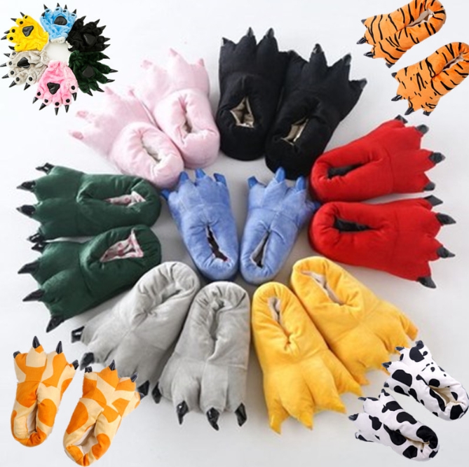 Pantuflas con garras de animales: calzado cálido y divertido para