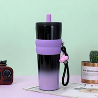 Cadeau de la Saint-Valentin, vente flash, tasse isotherme en acier inoxydable 316, tasse à café portable avec paille géante, brise-glace, tasse à eau pour voiture