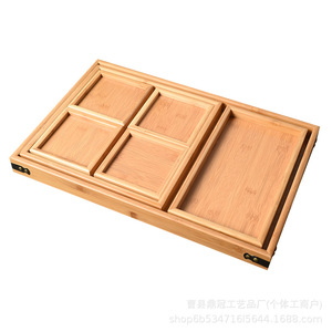 Solid Wood Multi Compartment <b>Tea</b> <b>Tray</b> With Dividers For Home Use Serving <b>Trays</b> - Product Image 3