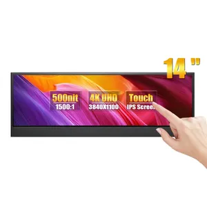 14 Inch 4k Portable Monitor IPS 500 Nits Stretched Bar Touch Screen Monitor For Raspberry Pi PC CPU Sub Extended Monitor For PC