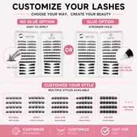 Extensions de cils auto-adhésives sans colle, 8-12 mm, naturelles, semi-faites à la main, 6 rangées, faciles à appliquer, faux cils