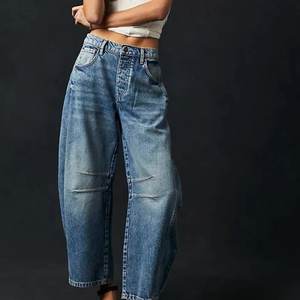 Haute qualité femmes mi-hauteur baril jean mode jambe large forme femmes décontracté Baggy taille moyenne Denim jean - Product Image 1