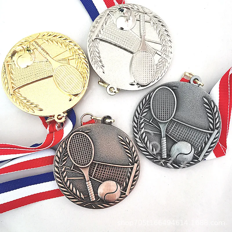 थोक अनुकूलित, 4-रंग टेनिस टूर्नामेंट पदक, हैंगिंग पदक, सोना, चांदी, कांस्य पदक