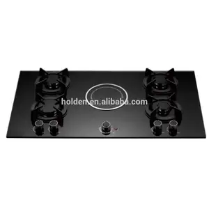 GSN76-4 5 burners tempered glass gas stove with one electric stove