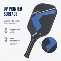 Raquette de pickleball en fibre de carbone de qualité supérieure, 16 mm d'épaisseur, de qualité tournoi, avec poignée longue et protection de bord en carbone 18K