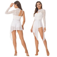 Costume de danse femmes mode dentelle Patchwork une épaule justaucorps robe de danse de salon robe latine pour les femmes