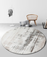 Tapis rond lavable de couleur noire, brun, intérieur et extérieur, design paysage chinois, moquette de café pour salon et chambre à coucher
