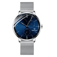 Jam Tangan Pria Mark Fairwhale Black Gold Steel Quartz Dual Style Chronograph Small Seconds Dial Kalender Display Bisnis
