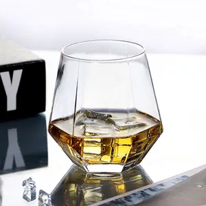 Custom Logo Creatief Handgemaakt Kristal Zeshoek Diamant Wijn Whisky Glas