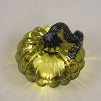 Handgefertigtes 3D-Klarglas durchsichtig Kürbisform Halloween glühendes Acryl batteriebetrieben kabellos Thanksgiving-Dekoration