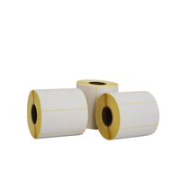 Label Printer Thermal Perekat Sendiri Ukuran Kustom 60mmx40mm 100mmx150mm dengan Kertas Pelepas Kuning untuk Printer Thermal