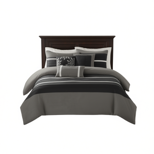 7 Piece Comforter <b>Set</b> <b>Stripes</b> Reversible Modern <b>Bedding</b> Home Use All Season Polyester Cotton Woven - Product Image 1