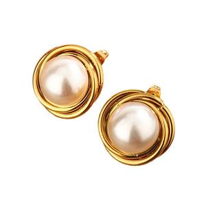 Boucles d'oreilles en forme de coquille Saint-Jacques, imitation perle, vintage, élégantes, haut de gamme, personnalisées, vente en gros - Product Image 5