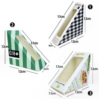 Caja de embalaje para sándwich biológico, cartón de impresión personalizado degradable desechable con sello térmico, cuña para sándwich