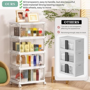 Factory Modern <b>Rectangle</b> 4 Packs Multifunctional Folding for Acrylic Storage <b>Bin</b> with Easy Assembly for Desk Use - Product Image 3