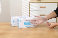 Gants de vaisselle de cuisine jetables en PVC à pois grands gants d'examen en vinyle noir de qualité alimentaire pour la teinture des cheveux à usage domestique