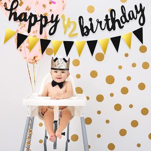 Décorations <span class=keywords><strong>de</strong></span> fête d'anniversaire pour filles : Bannière suspendue Or Rose « HALF WAY to ONE », Décorations <span class=keywords><strong>de</strong></span> gâteau 1/2, <span class=keywords><strong>Couronne</strong></span> d'anniversaire, Nœud papillon, Cadeau - Product Image 2